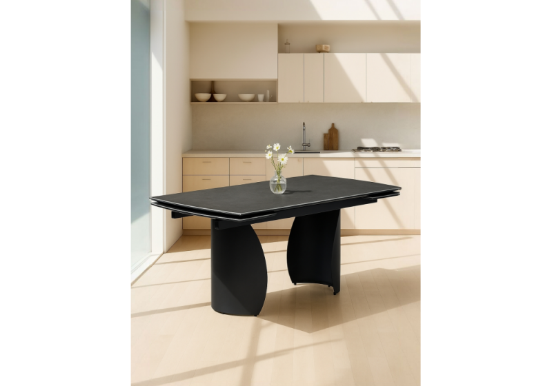 Керамический стол Готланд 160(220)х90х79 ink gray / черный (90x79)