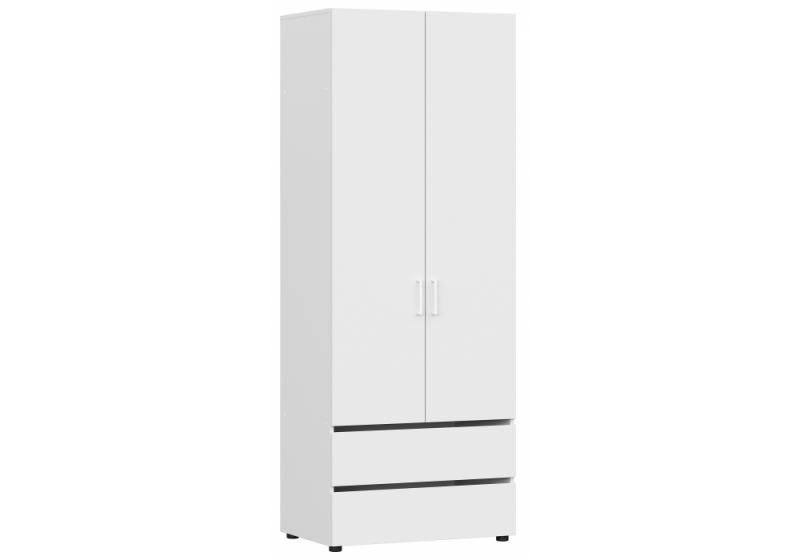 Шкаф двухстворчатый Валенсия белый текстурный (80,1x51,6x210). 