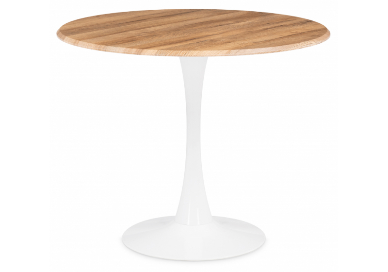 Стол деревянный Тулип 90х73 дуб вотан / белый (90x73). 